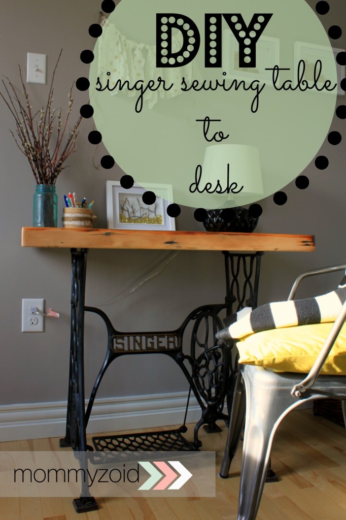 Up-cycle an old sewing machine table into a desk via www.mommyzoid.ca